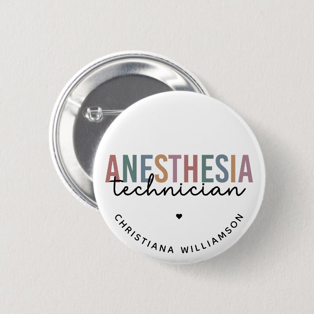 Custom Anaesthesia Technician Retro Anaesthetic Te 6 Cm Round Badge (Front & Back)