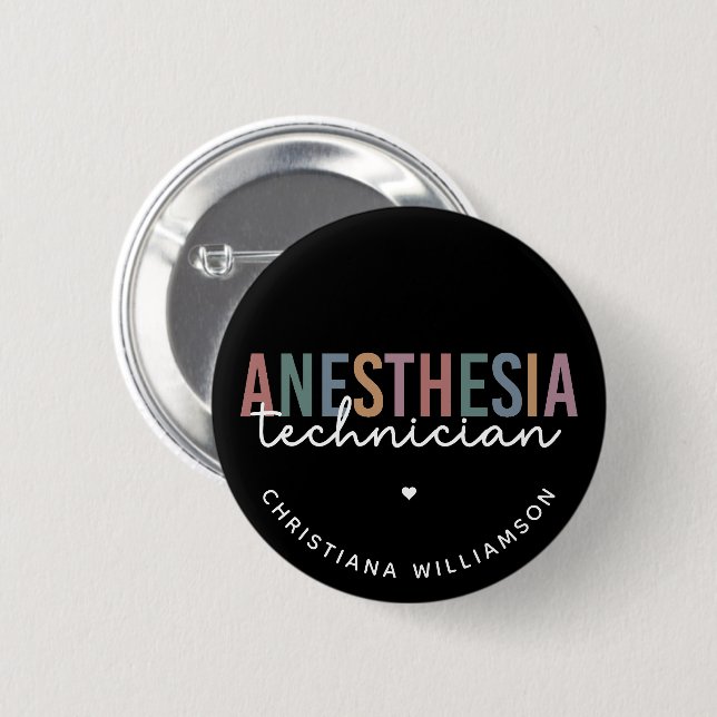 Custom Anaesthesia Technician Retro Anaesthetic Te 6 Cm Round Badge (Front & Back)