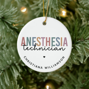 Custom Anaesthesia Technician Retro Anaesthetic Te Ceramic Tree Decoration