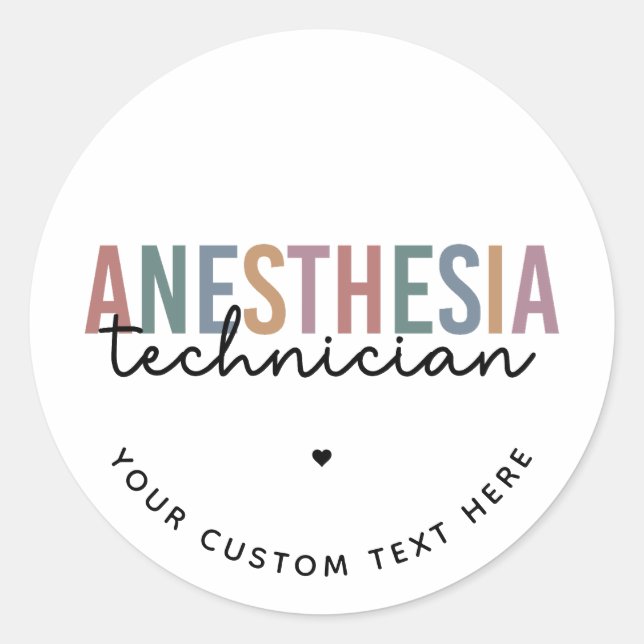 Custom Anaesthesia Technician Retro Anaesthetic Te Classic Round Sticker (Front)
