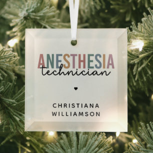 Custom Anaesthesia Technician Retro Anaesthetic Te Glass Tree Decoration