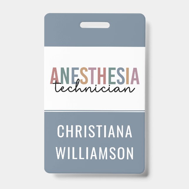 Custom Anaesthesia Technician Retro Anaesthetic Te ID Badge (Front)