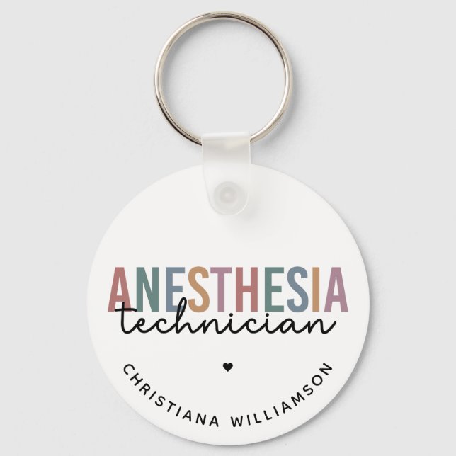 Custom Anaesthesia Technician Retro Anaesthetic Te Key Ring (Front)