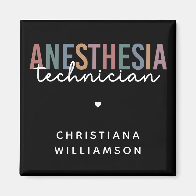 Custom Anaesthesia Technician Retro Anaesthetic Te Magnet (Front)