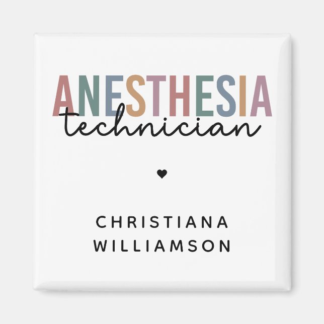 Custom Anaesthesia Technician Retro Anaesthetic Te Magnet (Front)