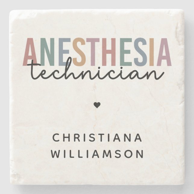 Custom Anaesthesia Technician Retro Anaesthetic Te Stone Coaster (Front)