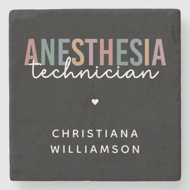 Custom Anaesthesia Technician Retro Anaesthetic Te Stone Coaster (Front)