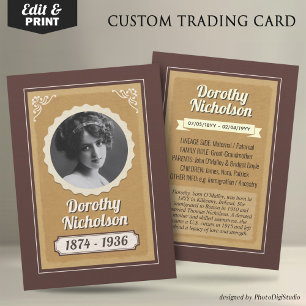 Custom Ancestor Trading Card, Family Heritage Card