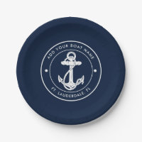 Custom Anchor Boat Name Navy Blue Nautical