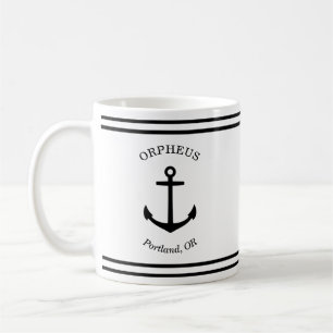 Custom Anchor Emblem Nautical (white & black) Coffee Mug