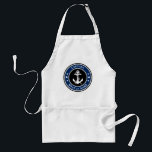 Custom Anchor & Rope Captain Boat or Name Navy Standard Apron<br><div class="desc">A Custom Naval Anchor and Rope Design with Personalised Captain or other Title and Your Boat Name or other custom text in Navy Blue on an Adult BBQ Chef Apron. Makes a great gift and conversation piece for any occasion.</div>