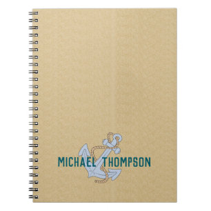 Custom anchor rustic wood minimalist Brown Notebook