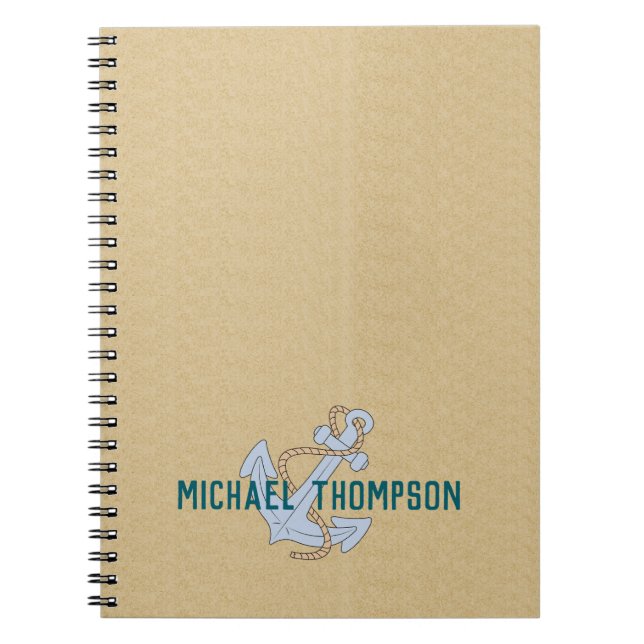 Custom anchor rustic wood minimalist Brown Notebook (Front)