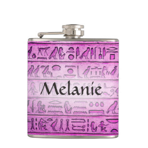 Custom Ancient Egyptian Hieroglyphs Purple Flask