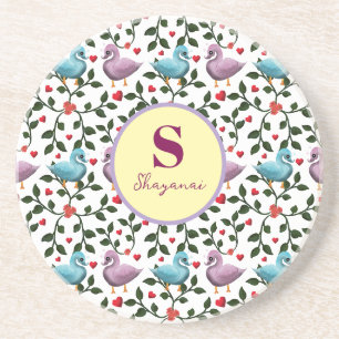 Custom and personalised birds pattern coaster