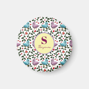 Custom and personalised birds pattern magnet