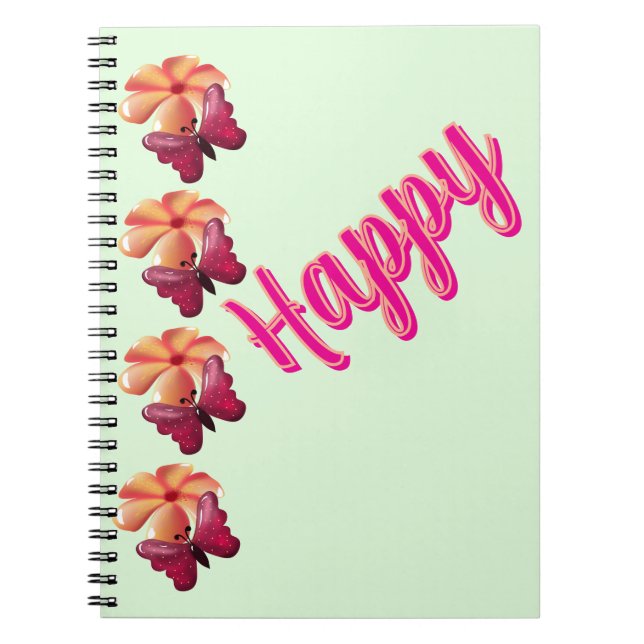 Custom and personalised Butterfly and Flower  Notebook (Front)