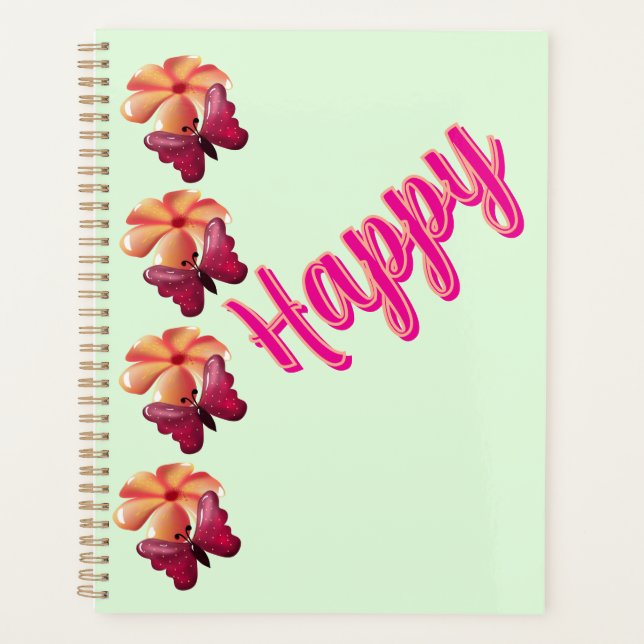 Custom and personalised Butterfly and Flower  Planner (Front)