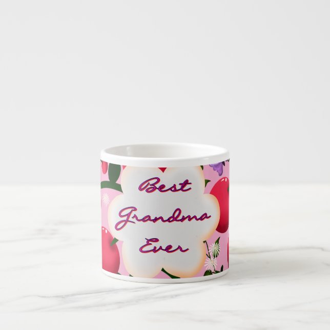 Custom and personalised cherry butterfly gift  espresso cup (Front)