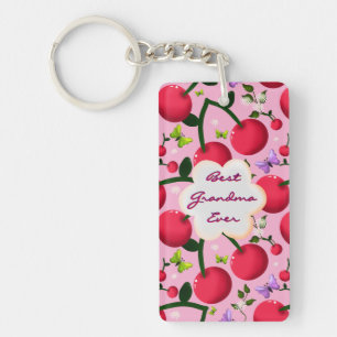 Custom and personalised cherry butterfly gift key ring