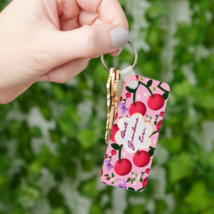 Custom and personalised cherry butterfly gift  key ring