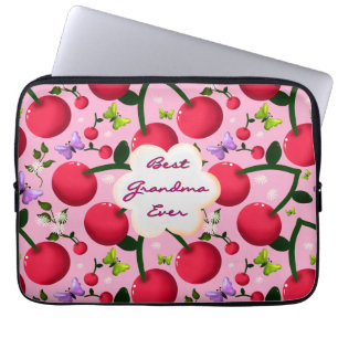 Custom and personalised cherry butterfly gift  laptop sleeve