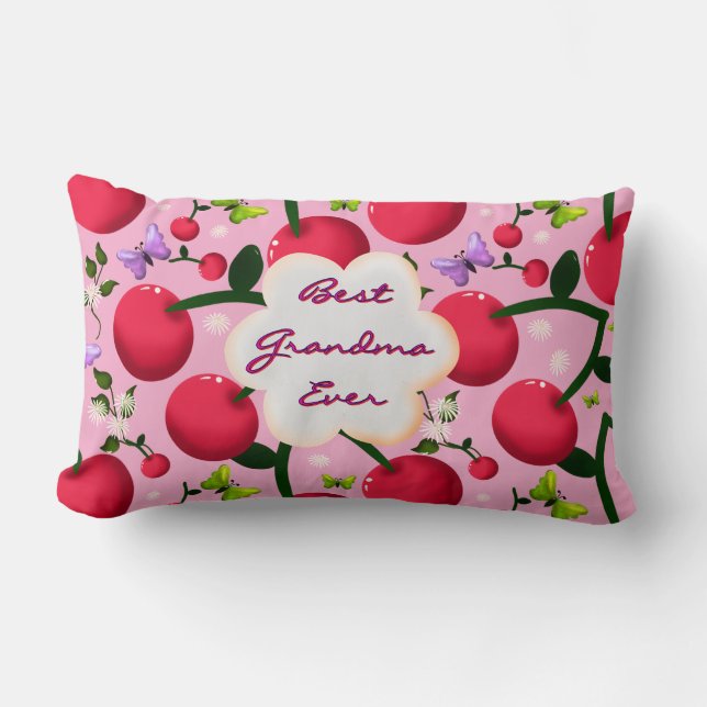 Custom and personalised cherry butterfly gift  lumbar cushion (Front)