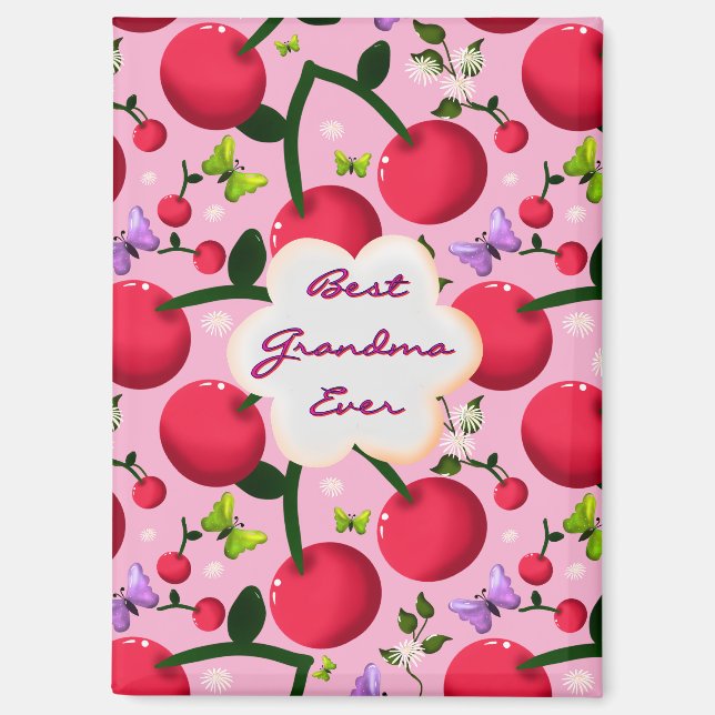 Custom and personalised cherry butterfly gift  magnet (Front)
