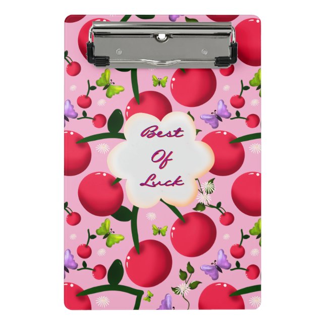 Custom and personalised cherry butterfly gift  mini clipboard (Front)