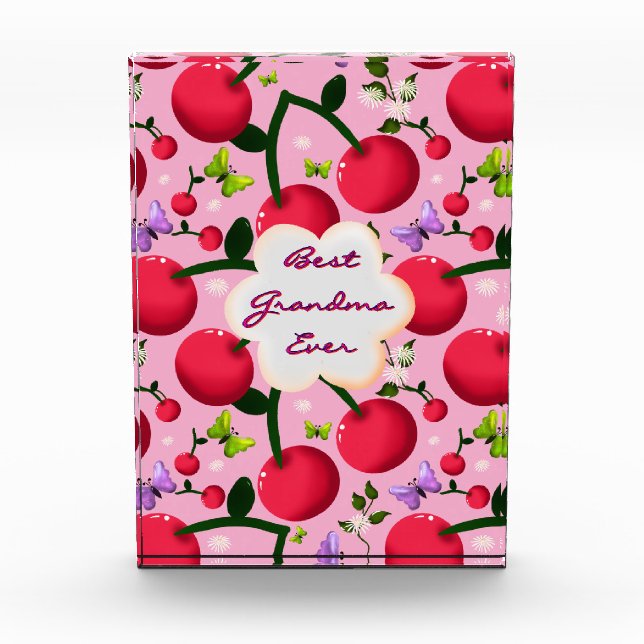 Custom and personalised cherry butterfly gift  photo block (Front)