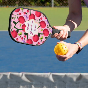 Custom and personalised cherry butterfly gift  pickleball paddle