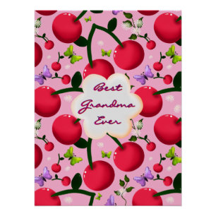 Custom and personalised cherry butterfly gift  poster