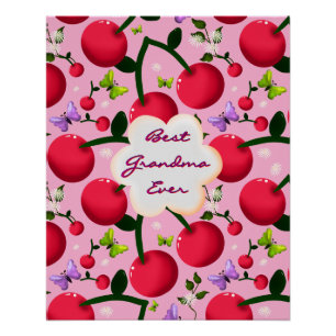 Custom and personalised cherry butterfly gift  poster