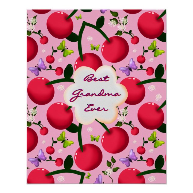 Custom and personalised cherry butterfly gift  poster (Front)
