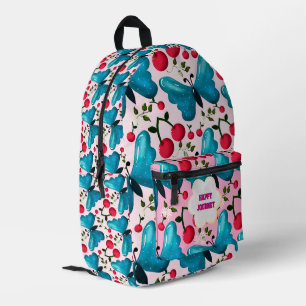 Custom and personalised cherry butterfly gift pri printed backpack