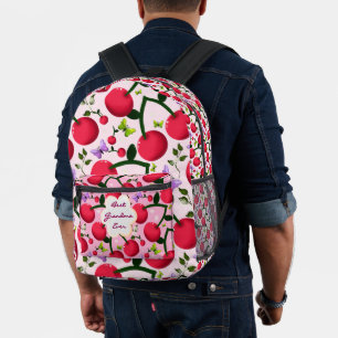 Custom and personalised cherry butterfly gift  printed backpack