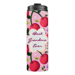 Custom and personalised cherry butterfly gift  thermal tumbler