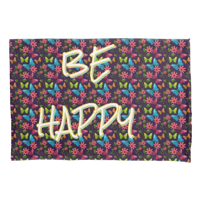 Custom and personalised Colourful Butterfly  Pillowcase (Front)