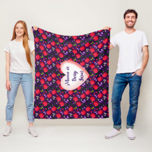 Custom and personalised Cute Cherry Butterfly Fleece Blanket