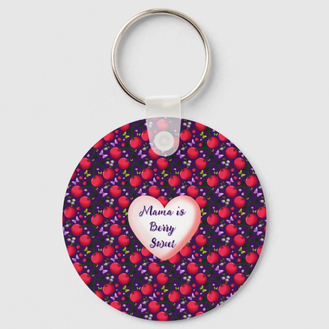 Custom and personalised Cute Cherry Butterfly  Key Ring (Front)
