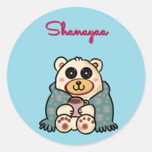 Custom and personalised cute polar bear  classic round sticker
