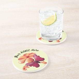 Custom and personalised floral Butterfly  Coaster