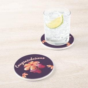 Custom and personalised floral Butterfly Pattern  Coaster