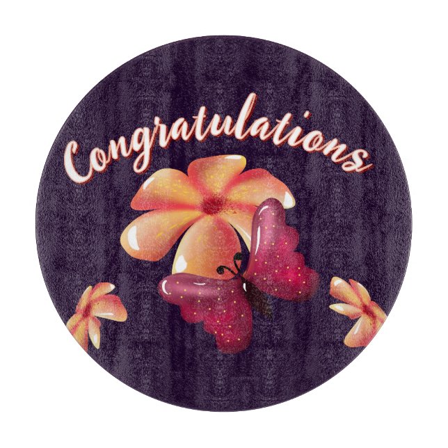 Custom and personalised floral Butterfly Pattern  Cutting Board (Front)