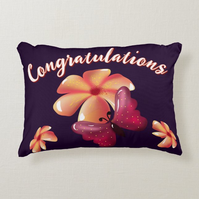 Custom and personalised floral Butterfly Pattern  Decorative Cushion (Front)