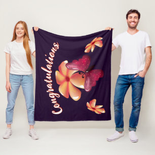 Custom and personalised floral Butterfly Pattern Fleece Blanket