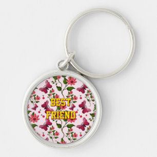 Custom and personalised floral Butterfly pattern Key Ring