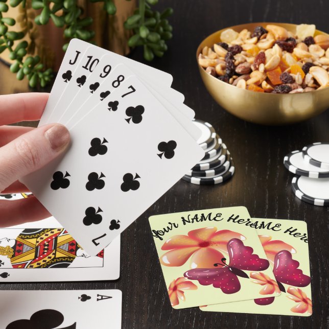 Custom and personalised floral Butterfly  Playing Cards (In Situ)