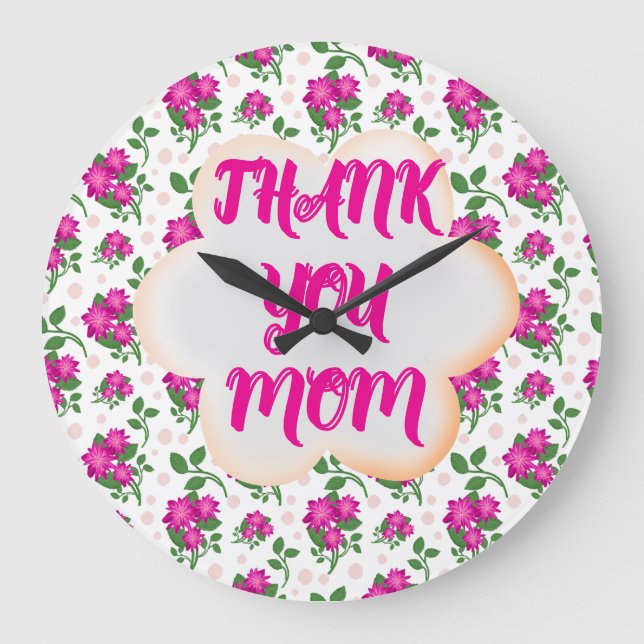 Custom and personalised floral pattern  large clock (Front)