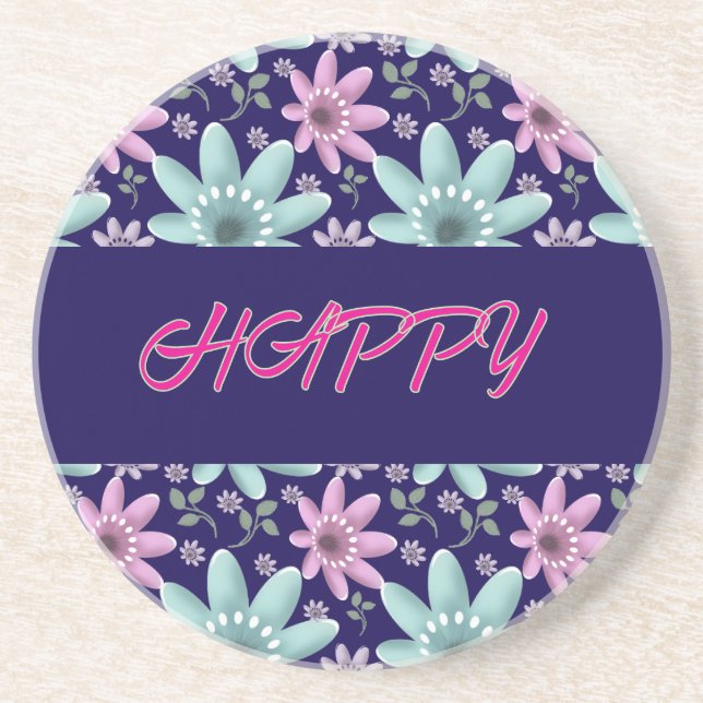Custom and personalised floral Ping Pong Paddle Coaster (Front)